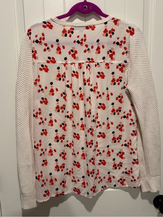 LOFT Cream Sweater with Red Floral Back - Picture 4 of 9
